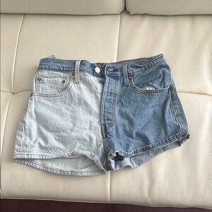 Levi's Blue Jean Shorts Two-Tone High-Waisted